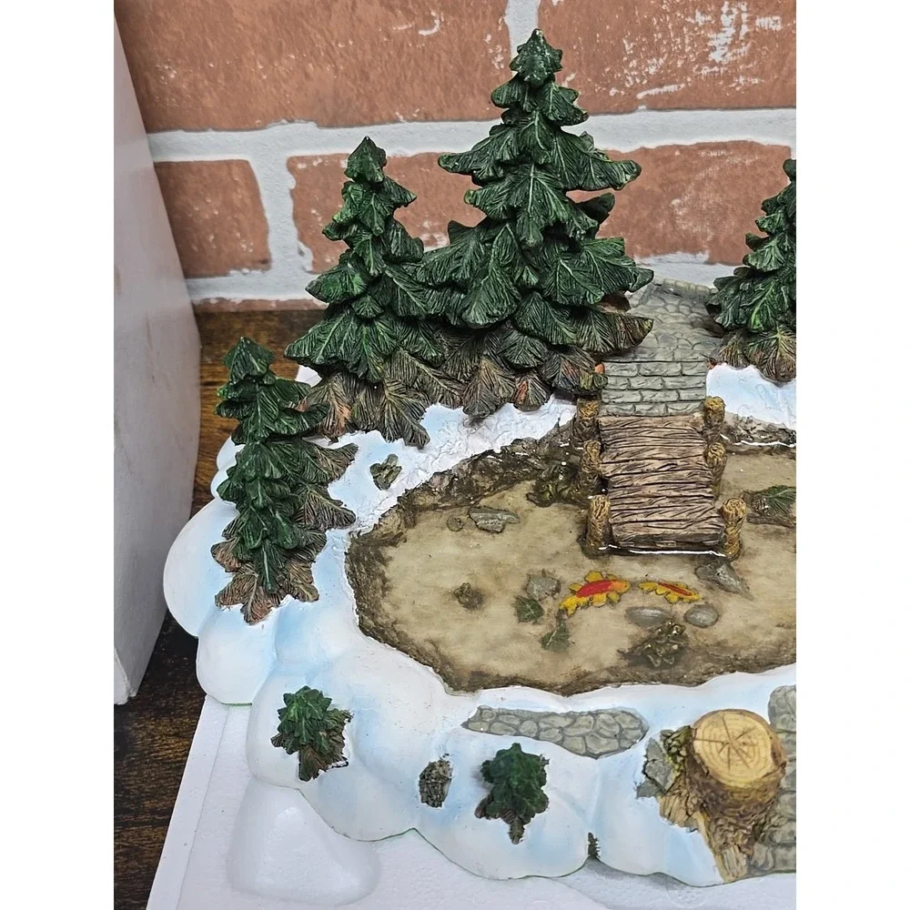 Dept 56 Dickens' Village Series Pine Point Pond Trees Koi Bridge Collection‎